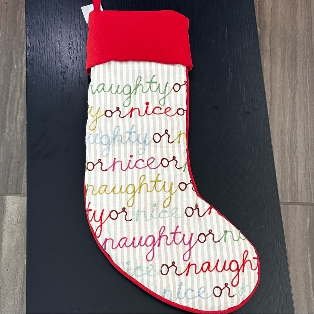 NEW Anthropologie Marlise Christmas Naughty or Nice Stocking NWT - Picture 6 of 10